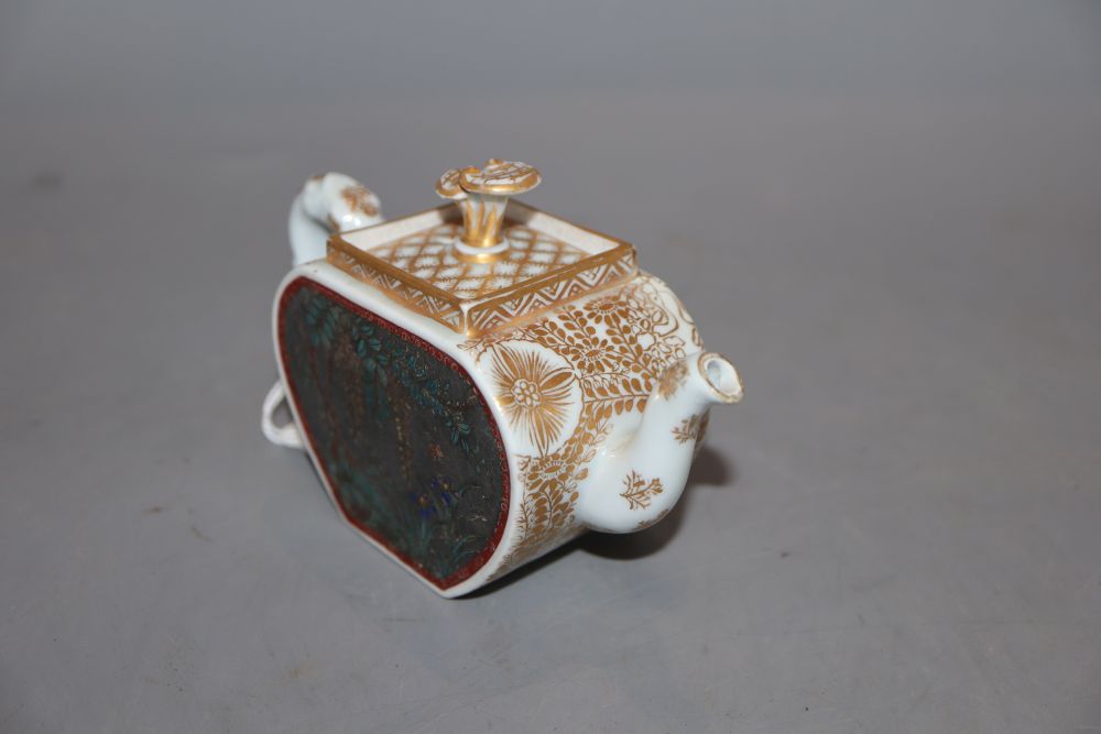 An early 20th century Japanese ceramic and cloisonne teapot and cover signed to lid interior, height 8cm
